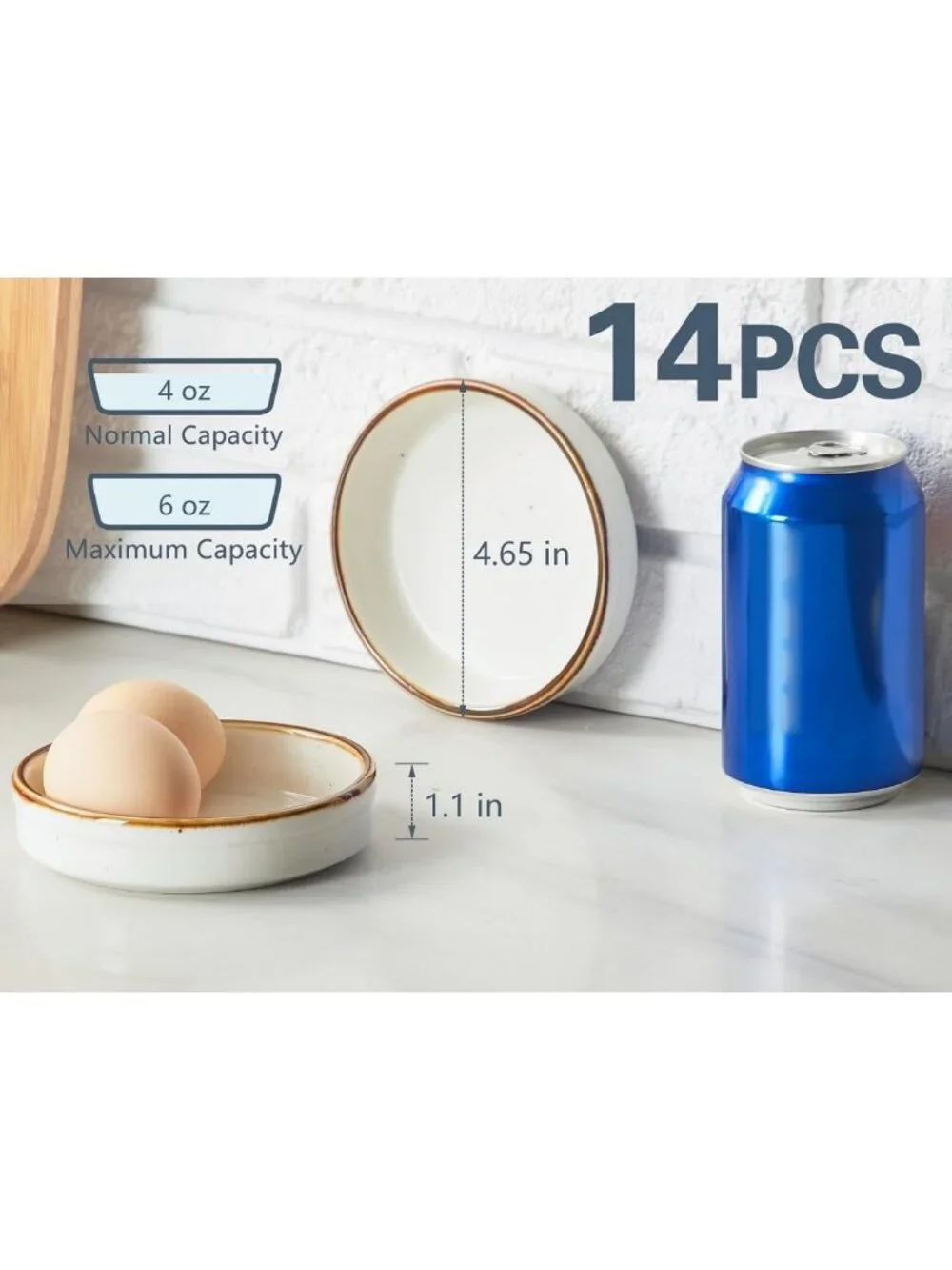 Set of 14 Oven-Safe Ramekins - 4 oz Ceramic Dishes for Baking & Dipping Sauces